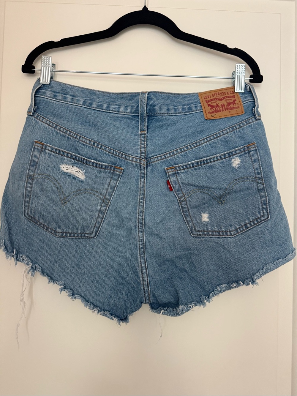 Levi’s 501 High Waisted Distressed Denim Shorts - Picture 5 of 9